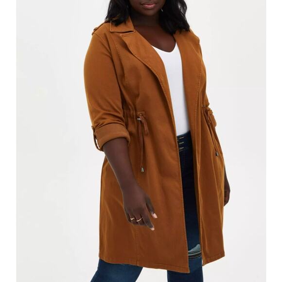 torrid Jackets & Blazers - Torrid Womens 3X Plus Size Jacket Twill Drape Front Trench Coat Tan